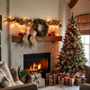 A cozy living room decorated with a