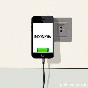 A humorous illustration depicting a smartphone plugged into a power outlet, with the phone screen showing 