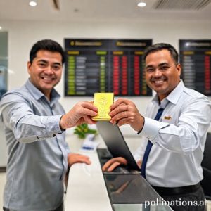 A person confidently handing over a gold bar with a 