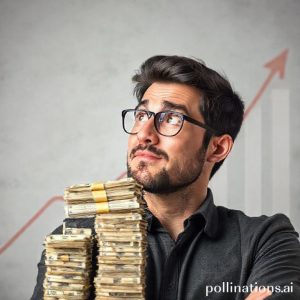 A person looking confidently at a growing stack of money, representing personal financial growth and increasing equity. The background shows a graph trending upwards.
