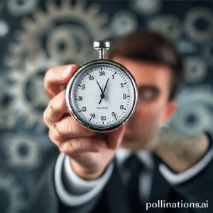 A person looking at a stopwatch with gears turning in the background, symbolizing the measurement and complexity of lead time in a business setting. The image should convey precision and the importance of time management.