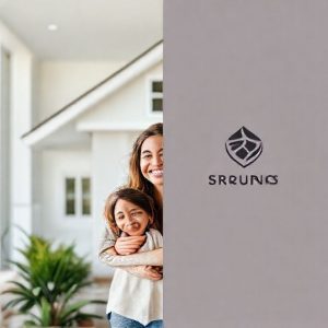 A split image. On one side, a clean, modern home with a family smiling, representing home equity and financial security. On the other side, a subtle representation of a strong, recognizable brand logo, representing brand equity.