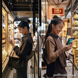 A split image showing two scenarios. On one side, a person is queueing at a traditional gold shop or Pegadaian branch. On the other side, the same person is comfortably making a gold deposit on their smartphone, smiling. This highlights the ease of online gold deposit.