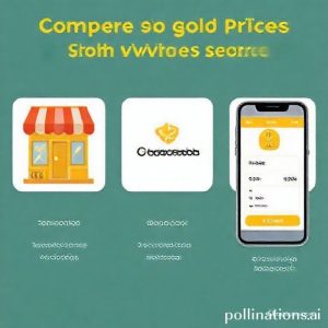 A visual representation of comparing gold prices from different sources. Three distinct icons (e.g., a traditional gold shop, a Pegadaian logo, and a smartphone with a gold app icon) are shown side-by-side with different price tags, emphasizing the importance of comparing offers.