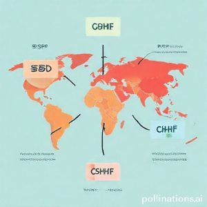 An infographic-style image showing various world currencies (USD, EUR, JPY, GBP, CHF) with arrows indicating economic factors like interest rates, GDP growth, and political stability influencing their value. The style should be modern and illustrative.