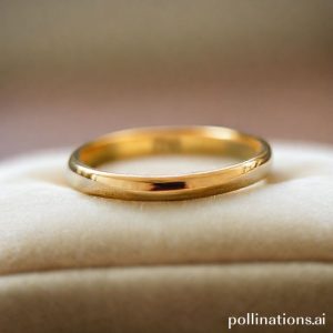 Close-up of a sparkling gold ring with an inscription showing