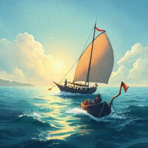 Ilustrasi kompas yang menunjuk ke arah 