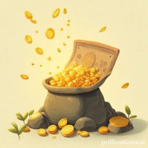 Sebuah ilustrasi tumpukan koin emas dan uang kertas yang tumbuh menjadi pohon uang yang subur, melambangkan pertumbuhan investasi dari waktu ke waktu.