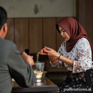 Seorang wanita sedang menimbang emas batangan di sebuah meja dengan peralatan penimbang profesional.