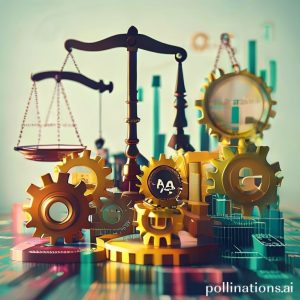 A conceptual image showing gears turning smoothly, with each gear labeled with different functions of tax (Budgeter, Regulating, Stabilizing, Redistribution). In the background, a balanced scale and a strong, growing graph symbolize economic stability and growth. The colors are bright and professional, emphasizing interconnectedness.