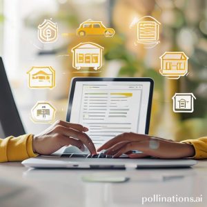 A person happily paying taxes online via a laptop or smartphone, surrounded by simplified icons representing different types of taxes (e.g., a car for PKB, a house for PBB, a shopping cart for PPN, a stack of money for PPh). The background is bright and modern.