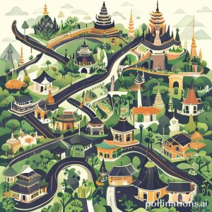 An illustration of various Indonesian landmarks (e.g., Monas, Borobudur, traditional houses) connected by roads and infrastructure, with stylized money flowing into them, representing tax contributions. The style should be friendly and optimistic.