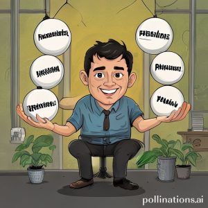 Ilustrasi kartun seorang pria yang sedang juggling banyak bola dengan tulisan 
